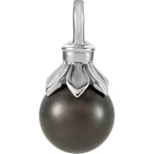 Colgante de perlas cultivadas tahitianas en oro blanco de 14 K - Imagen 1 de 2