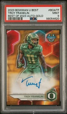 Troy Franklin 2023 Bowman U Best of 2023 AUTO PSA 9 - Oregon Broncos - Image 1 of 2