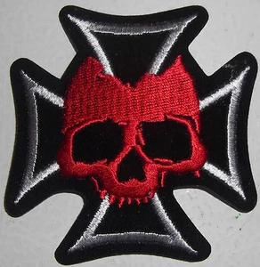 IRON CROSS and SKULL PATCH - GERMAN - NEW MOTORCYCLE VEST PATCH - Picture 1 of 1