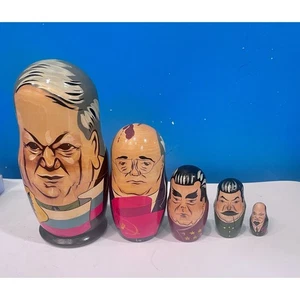 Russische Führer Nestpuppen Matroschka 5 Premier Set 6,5 handbemalt - Bild 1 von 5