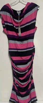 Nuevo con etiquetas Mini Vestido Plenty By Tracy Reese Rosa Rayas Manga Corta Bodycono Talla L Foto 1 de 4