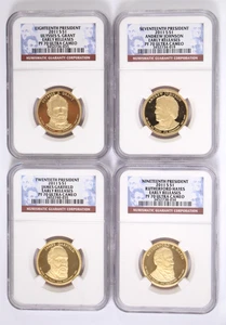 Set of 4 Presidential Proof Dollars Grant Johnson Garfield Hayes NGC PF70UCAM - Picture 1 of 10