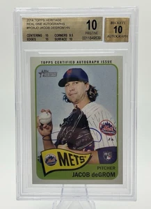2014 Topps Heritage Jacob Degrom Real One Autografi #JD Auto RC BGS 10 Pop 5 - Foto 1 di 4