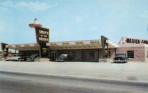 South Of The Border Hamer South Carolina alte Autos Touristenfalle 1950er Postkarte - Bild 1 von 2