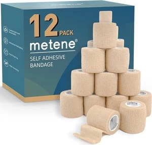 Metene Self Adhesive Bandage Wrap 12 Pack, Athletic Tape 2 Inches X 5 - Picture 1 of 6