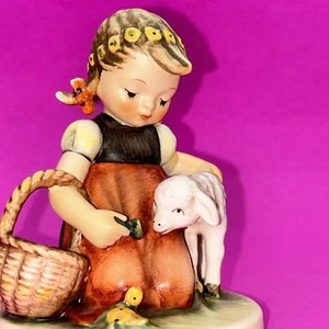 Lamb Farm Girl Hummel Figurine FAVORITE PET 361 Goebel West W Germany SHEEP Vtg - Picture 1 of 11