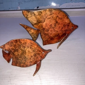 Angel Fish Figures Statues  HEAVY 9" and 6" lot of 2 Unkown-Brass Cooper?? - Picture 1 of 14