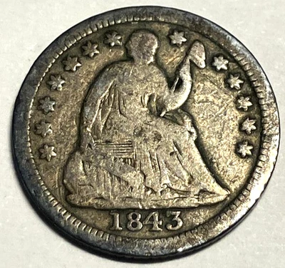 elf Seated Liberty Half Dime 1843  C57 - Image 1 of 2