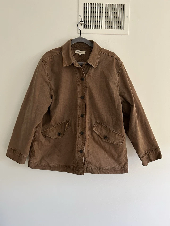 Madewell Garment Died Crockett Canvas Jacket Size Large Weathered Walnut Brown - Image 1 of 4