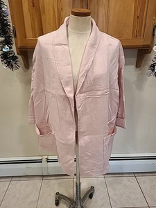 Neu Eileen Fisher rosa Bio Leinen Schalkragen Jacke Plus 1x - Bild 1 von 10
