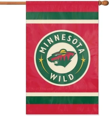 Minnesota Wild Banner Bandera Bordada Premium 2 Caras 28x44 Fútbol Exterior Foto 1 de 2