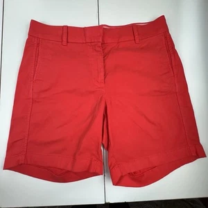 J. CREW Women's 7" Classic Chino Shorts Red Mid Rise Flat Front Size 8 - Picture 1 of 13