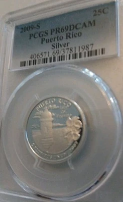 2009 S Silver Puerto Rico Quarter  Pcgs Pr69 - Image 1 of 2