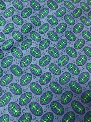Vintage Sewing Fabric 1930-40s Calico Blue Green Oval Polka Dot 2.5yx36" Cotton - Image 1 of 4