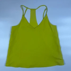 Banana Republic Tank Top Womens Small Neon Green Chiffon Lined Workout Racerback - Picture 1 of 6