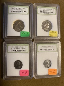4 SLABBED COLLECTABLE COINS - Picture 1 of 9