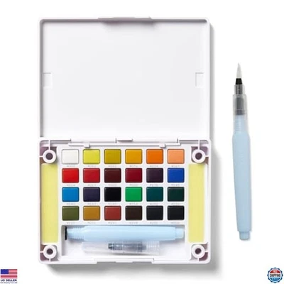 Портативный набор для эскизов SAKURA Koi — 24 акварели, кисть для воды, губка и палитра - Изображение 1 из 4