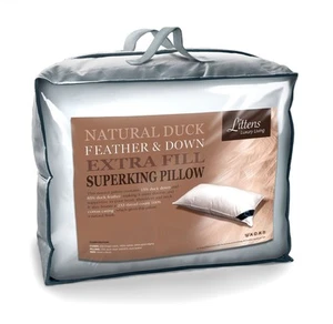 50cm x 90cm Extra Fill Super King Size Duck Feather & Down Pillow (20" x 36") - Picture 1 of 6