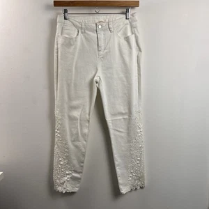 Jeans donna con perline in pizzo impreziosito bianco morbido circostante 10 - Foto 1 di 5
