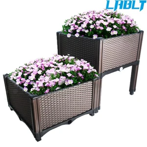 LABLT Bed for Garden Wood Elevated Garden Planter Box for Vegetable Flower Herb - Picture 1 of 10