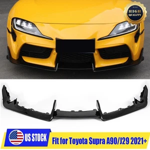 For 2020-2024 Toyota GR Supra JDM 3pc Gloss Black Front Bumper Lip Splitter Kit - Picture 1 of 13