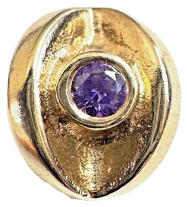 RARE Pandora Retired 14K Gold with Amethyst Zirconia Eye Bead - 750215ACZ - Picture 1 of 6