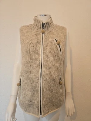 Pachamama Beige Gilet Ivory Stone Wool sleeveless zip cardigan size M - Image 1 of 4