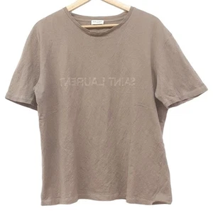 Auth SAINT LAURENT PARIS - 737736 Brown Beige Men's T-Shirt - Picture 1 of 7