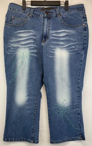 Crest Jeans Denim Capri Pants - Juniors Size 19/20 - Blue - Embellished (3098) - Picture 1 of 19