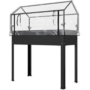 Black Mini Greenhouse with Raised Garden Bed for Indoor Outdoor Planting - Picture 1 of 10