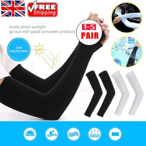 1-2 Pairs UV Sun Protection Cooling Arm Sleeves Cover Outdoor Sports UK - Picture 1 of 15
