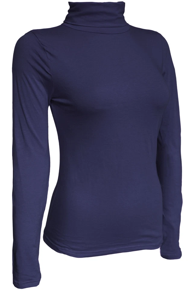 Top camisas básicas de cuello alto de manga larga con capas para mujer Foto 1 de 1