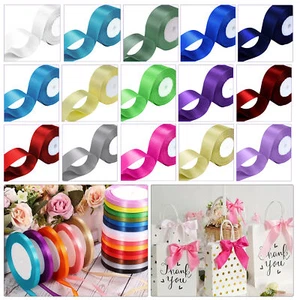 DOUBLE SIDED SATIN RIBBON ROLLS - 92 Metres Long - 7mm 10mm 15mm 25mm Widths - Picture 1 of 151