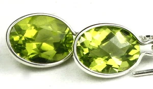 8x6mm NATURAL PERIDOT Sterling Silver Threader Earrings -Handmade • SE005 - Picture 1 of 3