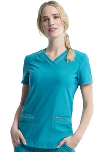 Cherokee Scrubs Form V Neck Scrub Top CK840 TLB Teal Blue Free Shipping - Picture 1 of 4