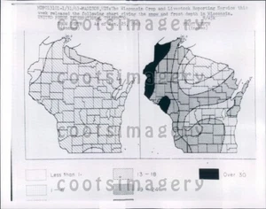 1963 1960s Snow & Frost Weather Report Diagram For Wisconsin Press Photo - Picture 1 of 2