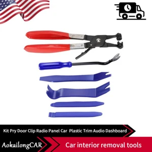 Car Trim Removal Tool Set Hand Tools Pry Bar Panel Door Interior Clip Kit 6PCS - Foto 1 di 20