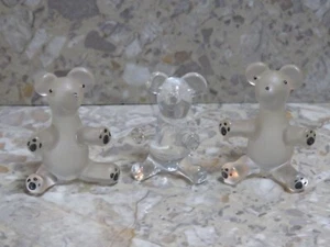 VTG Set 3 Crystal Frosted Blown Glass Mini Teddy Polar Bear Figurines 1.5" Tall - Picture 1 of 6