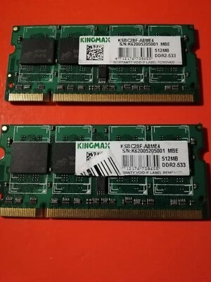 KINGMAX 2x512MB RAM Laptop - DDR2 KSB C28F-A8ME4 - PC Portatile - Immagine 1 di 4