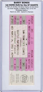 Barry Bonds HR #1 VERY 1st HR for S.F. Giants Franchise 3.10.1993 Full Ticket - Bild 1 von 9