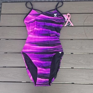 TYR Black/Pink/Purple DuraFast Elite Lumen CutoutFit Girl Sz 22 One Piece - Picture 1 of 3