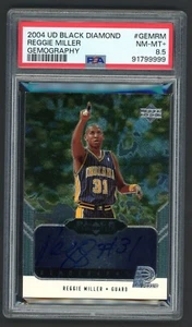 REGGIE MILLER 2004-05 UD BLACK DIAMOND "GEMOGRAPHY" Autograph AUTO CARD PSA 8.5 - Picture 1 of 2