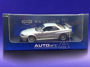 *RARE* Autoart 1/18 NISSAN SKYLINE GT-R R34 V SPEC II JDM Silver - Picture 1 of 10