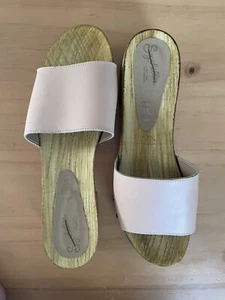 Seychelles Marine Layer Retro Wooden Leather Clog Sandals Women's Pink 10 - Picture 1 of 7
