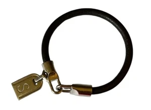 LETTER “S” DESIGNER CHARM BRACELET ITALIAN BRONZE LEATHER BRANDED MADE BY MILOR - Picture 1 of 2
