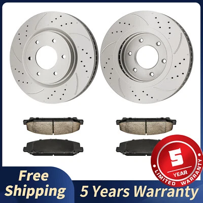 Front Drilled Rotor + Brake Pads Kit for INFINITI QX56 2007-2010 Nissan Armada - Image 1 of 4