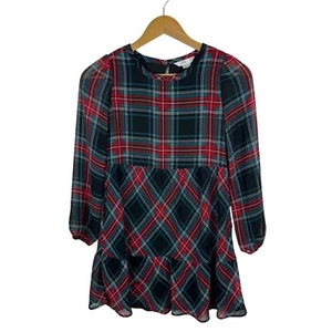Draper James Girls Plaid Ruffle Hem Dress Medium Long Sleeve Holiday Christmas - Picture 1 of 10