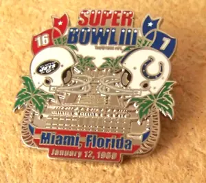 SB Super Bowl 3 III NY Jets vs Baltimore Colts Willabee & Ward pin W&W NFL - Picture 1 of 8