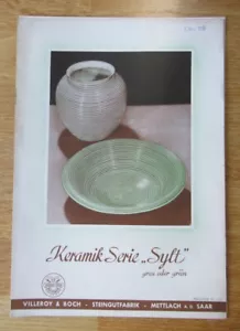 Altes Prospekt / Werbung Villeroy und Boch Mettlach 1938 Keramik Serie SYLT - Bild 1 von 3