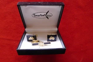 Vintage retro 50s Cufflinks tie pin set australia map box unused - Bild 1 von 7